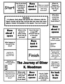 Preview of "The Journey of Oliver K. Woodman" Comprehension Game Board
