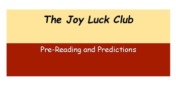 Preview of The Joy Luck Club (predictions/theme)