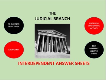 Preview of The Judicial Branch: Interdependent Answer Sheets Activity