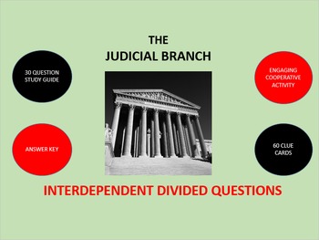 Preview of The Judicial Branch: Interdependent Divided Questions Activity