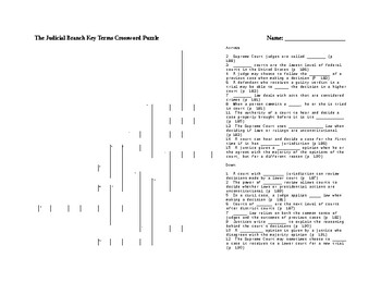 Judicial Branch Crossword Worksheets Teaching Resources Tpt