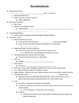 The Judicial Branch PowerPoint, Guided Notes, and Completes Notes