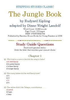 Preview of The Jungle Book (Stepping Stones) by Rudyard Kipling; Multiple-Choice Quiz w/Ans