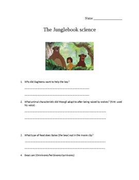 Preview of The Jungle Book science questions