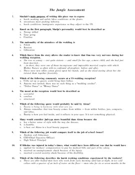 Upton Sinclair The Jungle Worksheet Answers