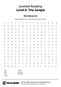the jungle worksheet word search by red cat reading tpt