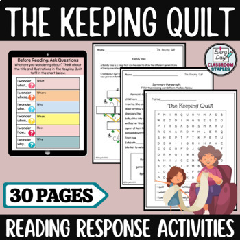 Preview of The Keeping Quilt Reading Comprehension Worksheets & Digital Activities