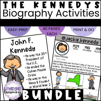Preview of The Kennedys Biography Activities, Report - John F. Kennedy & Jackie Kennedy