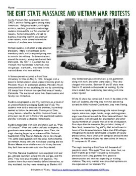 Preview of Kent State Massacre Story and Worksheet Questions