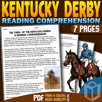 Preview of The Kentucky Derby: 2nd, 3rd, 4th, 5th Grade Reading Comprehension Passage - Q&A