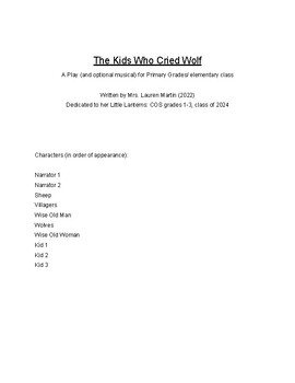 Preview of The Kids Who Cried Wolf: a play for elementary students