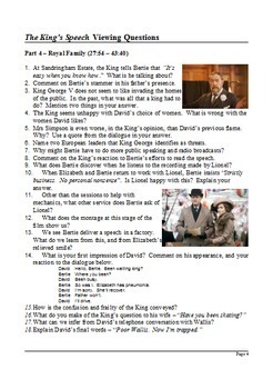 the king's speech viewing questions and answers