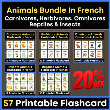 Preview of The Kingdom of Animals Vocabulary Bundle In French. Printable Cute Posters