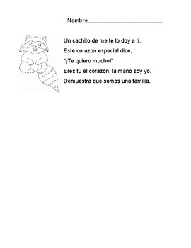 The Kissing Hand: Parent Letter & Poem with SPANISH Translation | TPT