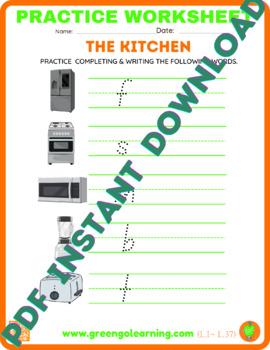 Preview of The Kitchen / ESL PDF WORKSHEET / (easy task)