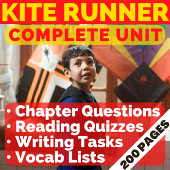 Preview of THE KITE RUNNER Complete Unit: EDITABLE Discussion Prompts, Quizzes, & Writing