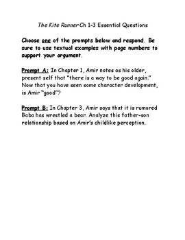 essay prompts for kite runner