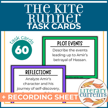 Preview of The Kite Runner | Hosseini | Analytical Task Cards Recording Sheet | AP Lit ELA