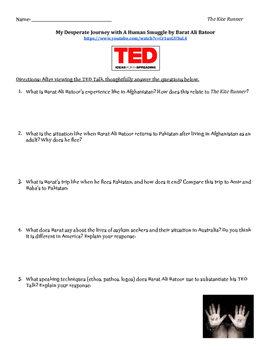 Preview of The Kite Runner Lesson TED Talk
