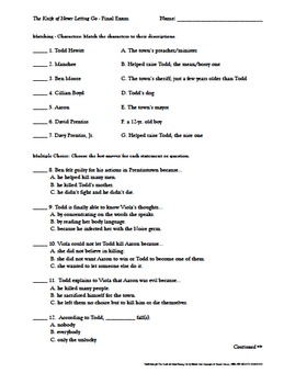 The Knife of Never Letting Go by Patrick Ness Final Exam by Tracee Orman