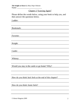Preview of The Knight at Dawn Worksheets (Magic Tree House #2) *With Answers!*