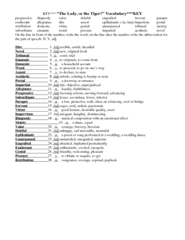 vocabulary homework the lady or the tiger answer key