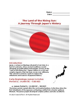 Preview of The Land of the Rising Sun:  A Journey Through Japan’s History Worksheet