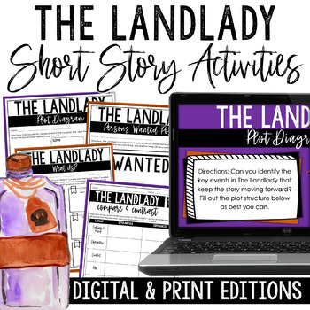 Preview of The Landlady Activities - Middle School Short Stories for Plot Diagram & More!