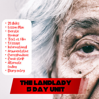 Preview of The Landlady ELA Unit, Slides, Seminar, Choice board, Essays, Activities, Film