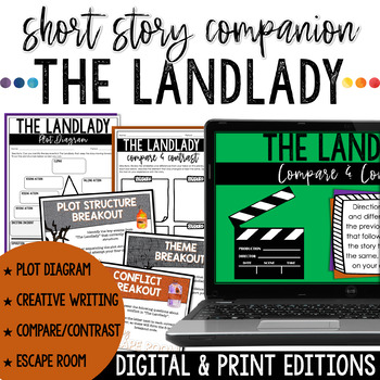 Preview of The Landlady Short Story Analysis & Escape Room Bundle for Middle School