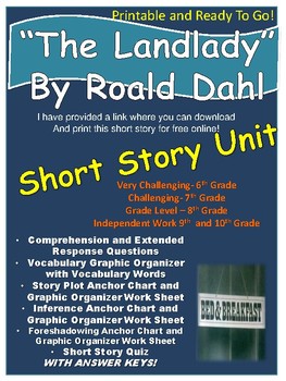 Preview of The Landlady- Short Story Unit
