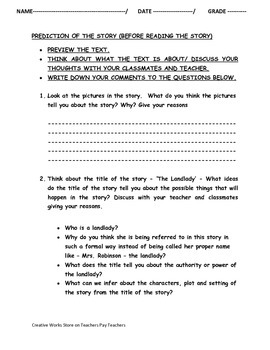 Preview of The Landlady by Roald Dahl - Quiz, Worksheets and more ( Bundled)