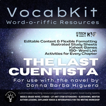 Preview of The Last Cuentista|Donna Barba Higuera| Editable Vocabulary Activities, Kahoots