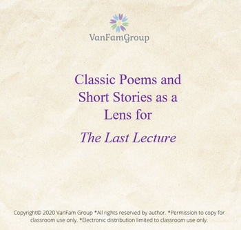 Preview of The Last Lecture Unit Syllabus: Short Stories and Poems as Lenses