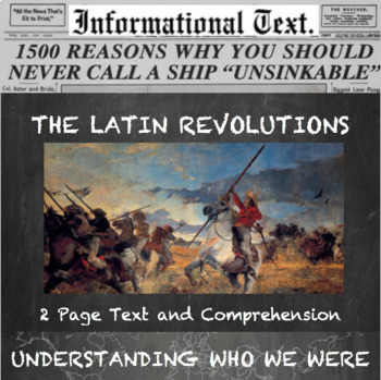 Preview of The Latin American Revolutions--Informational Text Worksheet