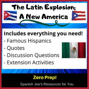 Preview of The Latin Explosion A New America - Activity Guide for Hispanic Heritage Month