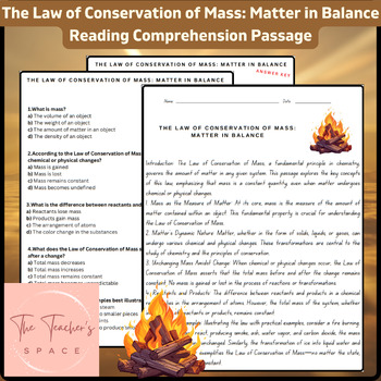 Preview of The Law of Conservation of Mass: Matter in Balance Reading Comprehension Passage