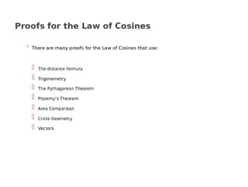 Preview of The Law of Cosines (Presentation and Handout)