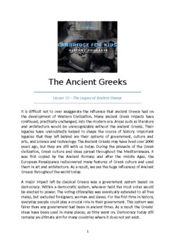 Preview of The Legacy of Ancient Greece - Transcript