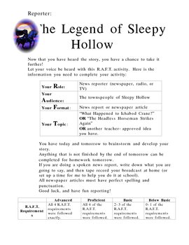 The Legend of Sleepy Hollow Writing Prompt by Dyan Branstetter | TpT