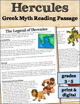 Preview of Reading Comprehension Passage and Questions: Ancient Greece - Hercules
