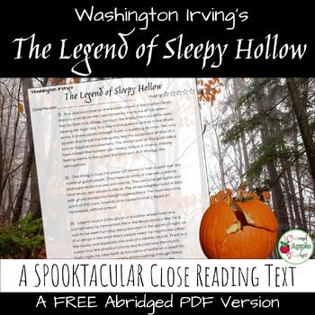 Preview of The Legend of Sleepy Hollow- Adapted Text Version (Short Story Study)