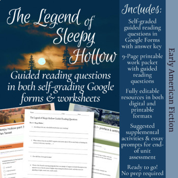 Preview of The Legend of Sleepy Hollow questions in self-grading Google forms & worksheets