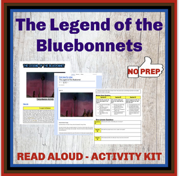 Preview of The Legend of The Bluebonnet Read Aloud Activity Kit