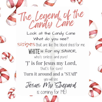 Preview of The Legend of the Candy Cane Student Gifts - Christmas Gift, Christmas Card