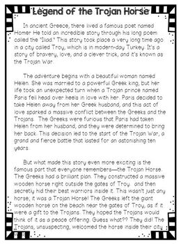 The Legend of the Trojan Horse Reading Comprehension Packet | TPT