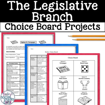 Preview of The Legislative Branch Congress Constitution Choice Board Project