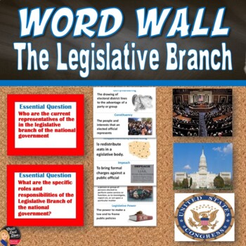 Preview of LEGISLATIVE BRANCH | Vocabulary WORD WALL Posters | Civics | Bulletin Board