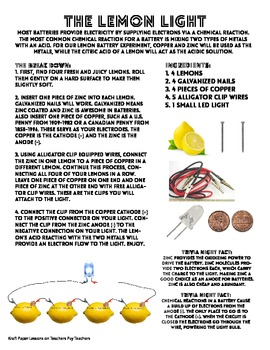 Preview of The Lemon Light - Science Experiment Teacher's Guide
