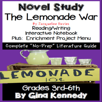 Preview of The Lemonade War Novel Study & Projects Menu; Plus Digital Option